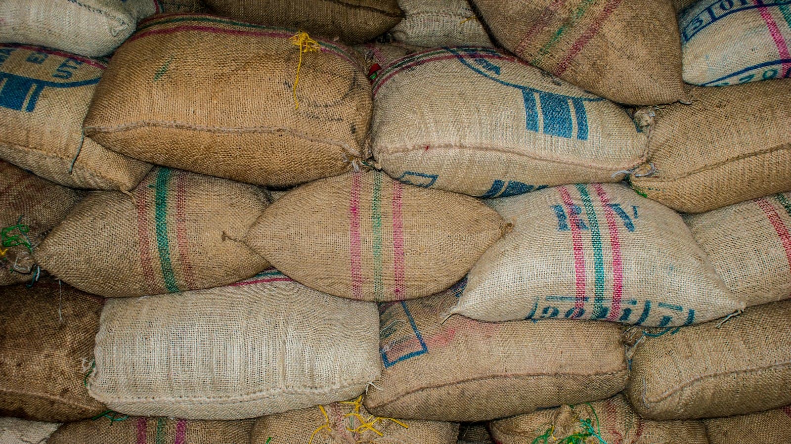 Stacked sacks of rice